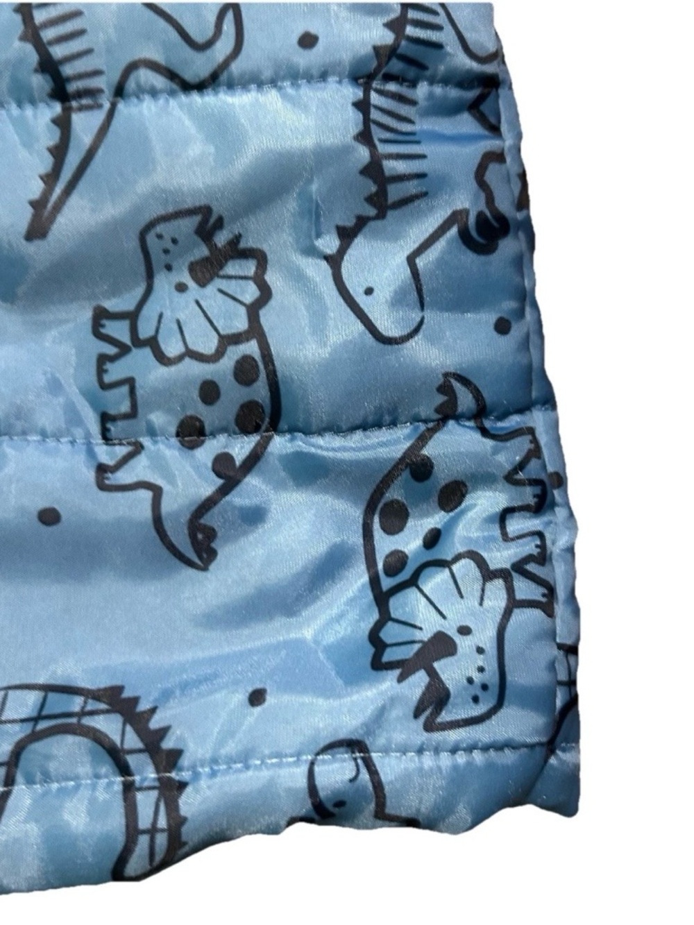 Toddler Boy Max & Marcus Two Tone Blue Winter Puffer Vest Dinosaurs Size 4T - Picture 2 of 4
